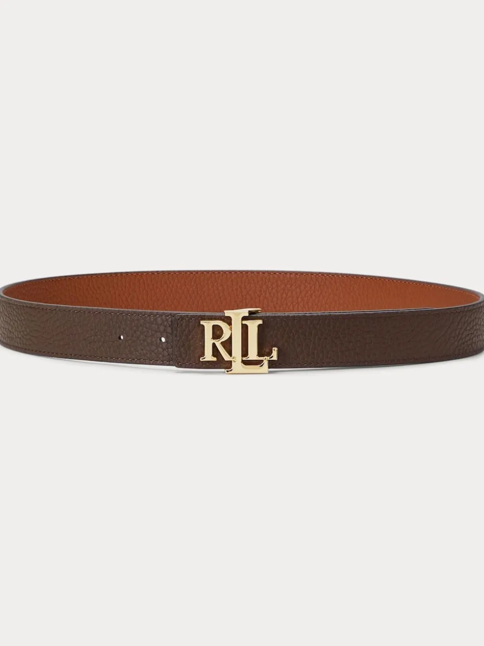 Lauren Fauve/Marron foncé - Lauren Ralph Lauren 2.5cm Ceinture réversible en cuir galet à logo