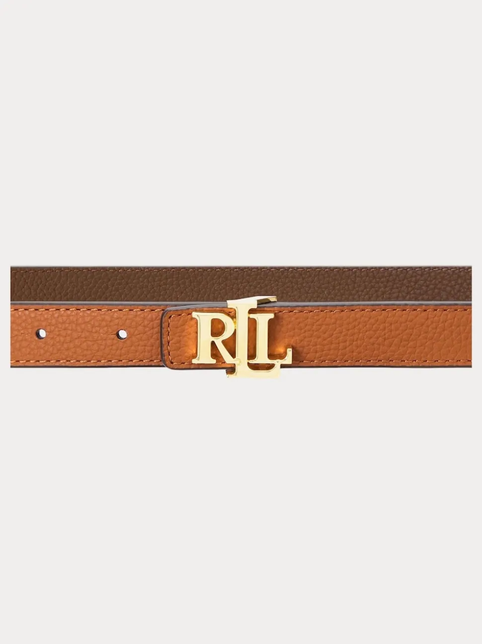 Lauren Fauve/Marron foncé - Lauren Ralph Lauren 1.9cm Ceinture réversible en cuir galet à logo skinny