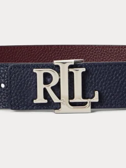 Lauren Grenouillère bleu marine/foncé - Lauren Ralph Lauren 2.5cm Ceinture réversible en cuir galet à logo