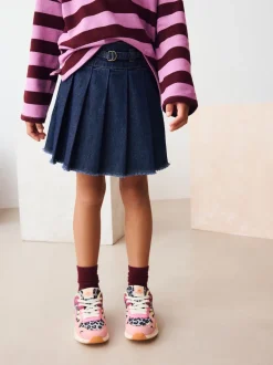 Lave-vaisselle foncé - Jupe plissée en jean (3-16ans)