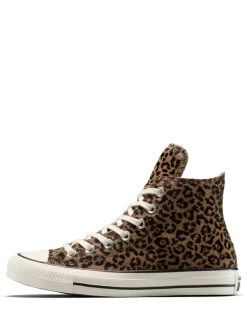 Leopard Marron - Converse Baskets Chuck Taylor en daim sur l’ensemble
