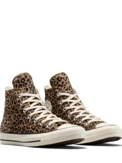Leopard Marron - Converse Baskets Chuck Taylor en daim sur l’ensemble