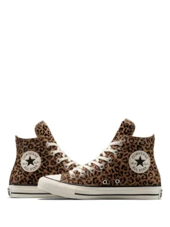 Leopard Marron - Converse Baskets Chuck Taylor en daim sur l’ensemble