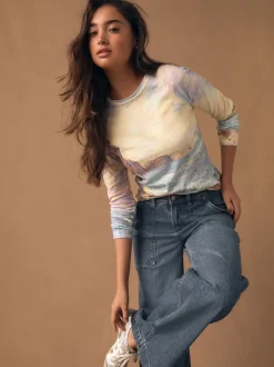 Licence graphique Monet - T-shirt à manches longues effet délavé à coutures brut