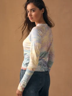 Licence graphique Monet - T-shirt à manches longues effet délavé à coutures brut