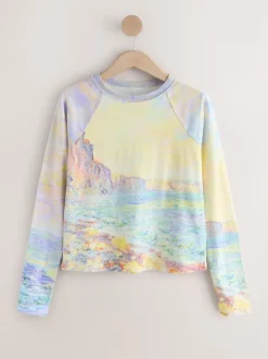 Licence graphique Monet - T-shirt à manches longues effet délavé à coutures brut