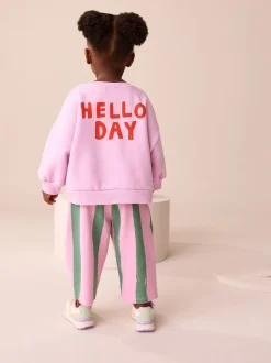 Licorne à rayures roses - Ensemble Sweat-shirt et jogging Coupe ballon (3mois -7ans)