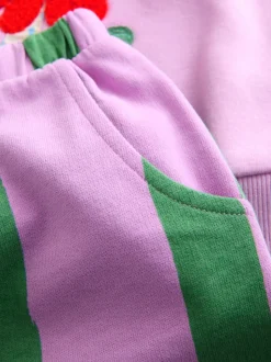 Licorne à rayures roses - Ensemble Sweat-shirt et jogging Coupe ballon (3mois -7ans)