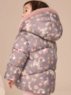 Licorne Damson - Manteau rembourré résistant à la douche avec bordure en fausse fourrure (3mois7ans)