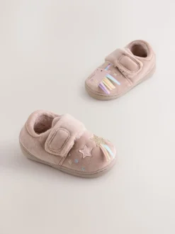 Licorne rose - Chaussons doublés confortables avec semelle cupsole