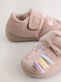 Licorne rose - Chaussons doublés confortables avec semelle cupsole