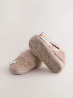 Licorne rose - Chaussons doublés confortables avec semelle cupsole