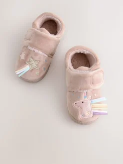 Licorne rose - Chaussons doublés confortables avec semelle cupsole