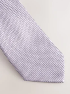 lilas - Ensemble cravate et pochette texturées