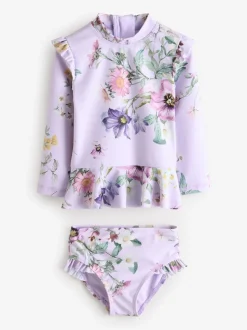 Lilas violet à fleurs - Ensemble de natation Sunsafe (3mths-7yrs)
