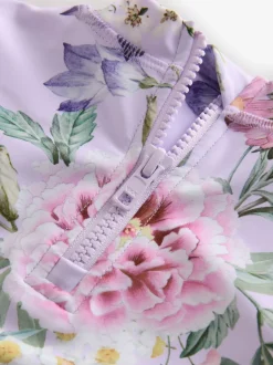 Lilas violet à fleurs - Ensemble de natation Sunsafe (3mths-7yrs)