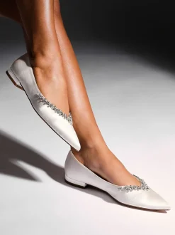 Linzi Ballerines de mariée sans fin à bout pointu avec bordures