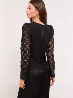 Lipsy Haut à manches bouffantes en tissu 3D