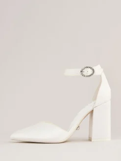 Lipsy Occasion Ivory Satin Mariage Mid Block talons Mariage Courts