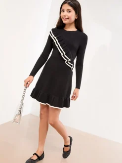 Lipsy Robe en maille à volants à liserés (5-16ans)