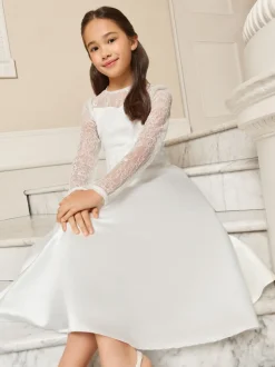 Lipsy Robe en satin en dentelle à manches longues (7-11ans)
