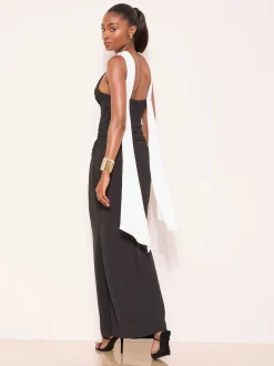 Lipsy Robe longue drapée à col montant avec écharpe