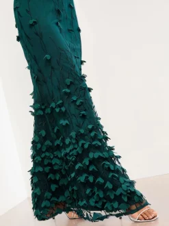 Lipsy Robe longue texturée à fleurs 3D haut de gamme