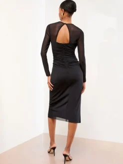 Lipsy Robe mi-longue bodycon en maille ornée de manches longues
