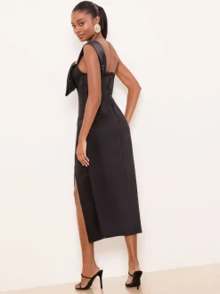 Lipsy Robe mi-longue bodycon à nœud asymétrique à une épaule
