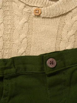 Little Gent True Knit Gilet, Body, Pantalons et Nœud papillon Marron Ensemble