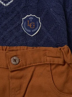 Little Gent True Knit Jumper, Body, Pantalons et Nœud papillon Ensemble