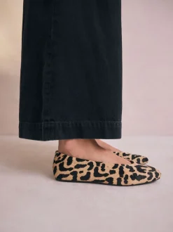 Léopard - Ballerines bout rond en cuir