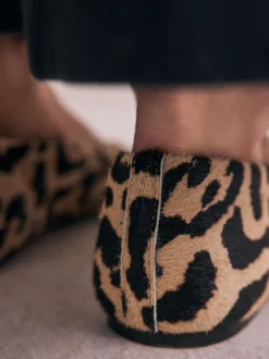 Léopard - Ballerines bout rond en cuir