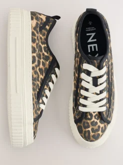 Léopard - Baskets épaisses en toile à lacets style baseball