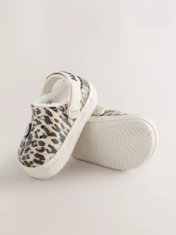 Léopard - chaussons de sabots smALLSAINTS imprimés doublés de peau de mouton