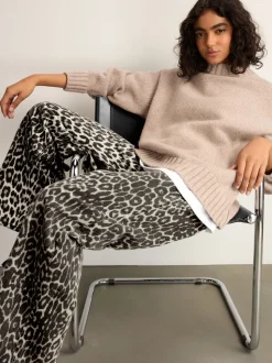 Léopard - Jean Jambe large en coton imprimé