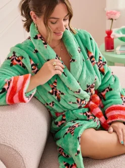 Léopard vert - Peignoir Eleanor Bowmer en polaire imprimé léopard