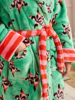 Léopard vert - Peignoir Eleanor Bowmer en polaire imprimé léopard
