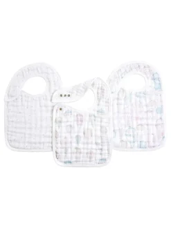 Lot de 3 bavoirs aden + anais en mousseline de coton à bouton-pression