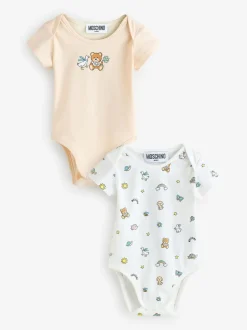 Lot de 2 bodys Moschino à logo bébé avec coffret cadeau