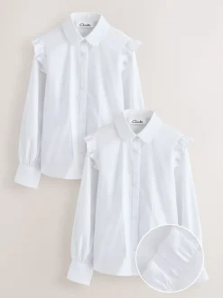 Lot de 2 chemises d’école à manches longues à volants Clarks