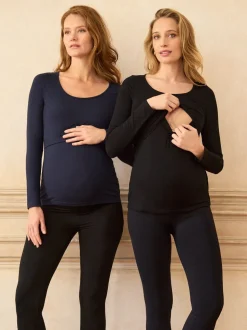 Lot de 2 hauts à manches longues en jersey de bambou Seraphine Grossesse et Allaitement