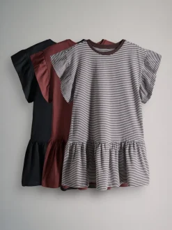 Lot de 3 robes The Set en jersey à manches courtes et volants