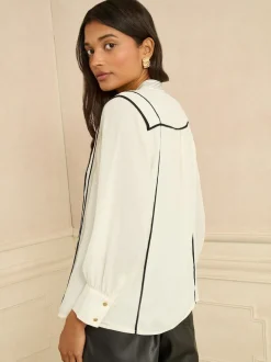 Love & Roses Chemisier à manches crantées contrastant 3/4