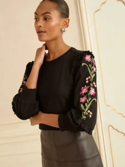 Love & Roses Haut en jersey brodé