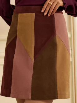 Love & Roses Jupe courte patchwork en faux daim