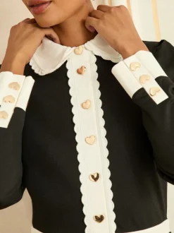 Love & Roses Robe courte à manches longues et col contrastant