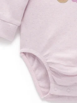 Lumière rose - Body Purebaby appliqué