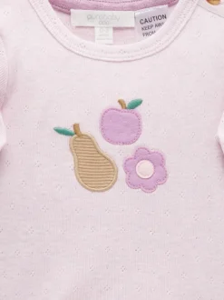 Lumière rose - Body Purebaby appliqué