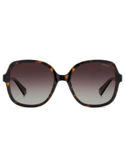 Lunettes de soleil Polaroid marron carrées ornées de bijoux